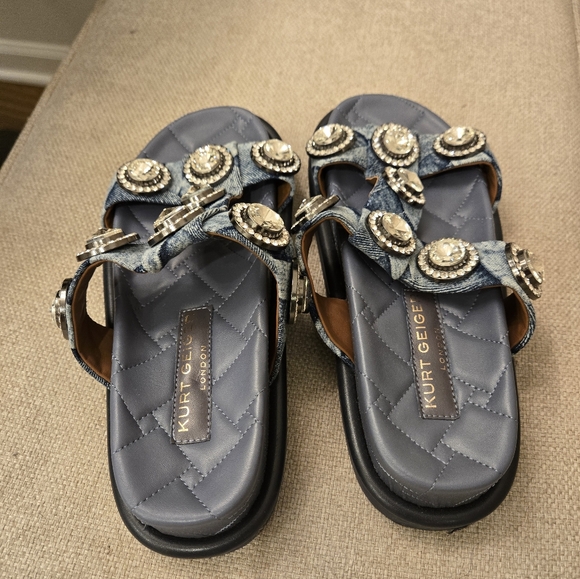 Kurt Geiger Denim and Silver Embellished Sandals - Picture 3 of 4